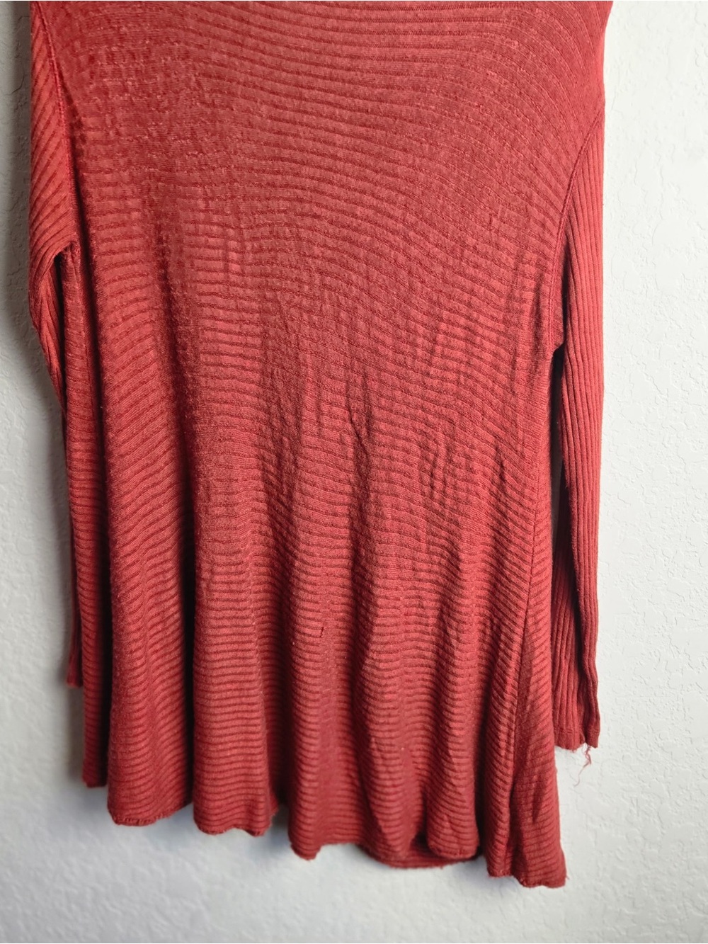 Free People We The Free Size M Lover Rib Split Back Thermal Rust Red Tunic Top - Picture 6 of 12